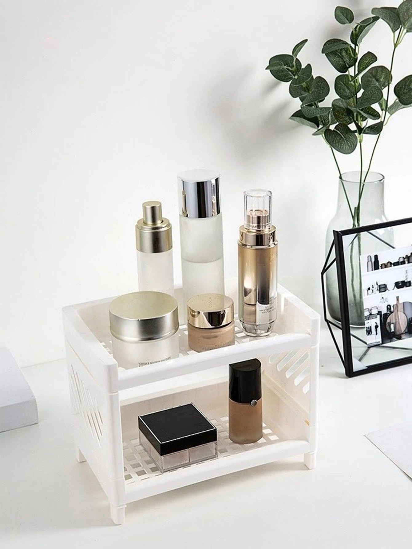 Minimalist Desktop Double Shelf Organizer – Desk Storage for Home & Office