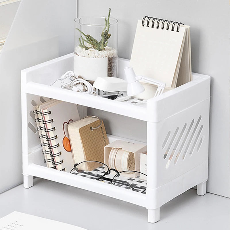 Minimalist Desktop Double Shelf Organizer – Desk Storage for Home & Office